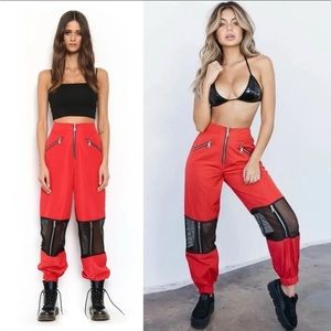 I AM GIA Gwen mesh insert nylon raver clubwear pants